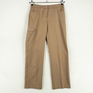 IZOD Golf Pants Women Sz 2 Brown Stretch Cargo Pocket Straight Leg Casual